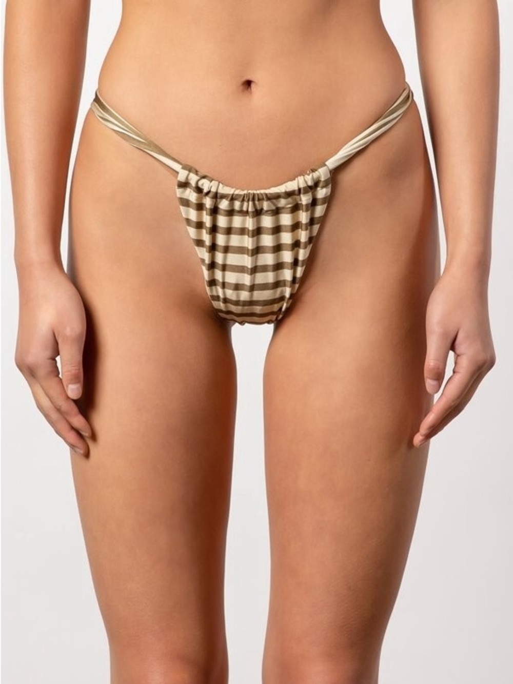 NWT Tigerlily Verena Kaia Twist Pant Swim Bikini Bottom Choc Stripe Sz L